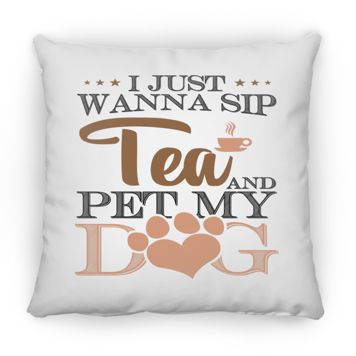 Tea and Dog - Large Square Pillow