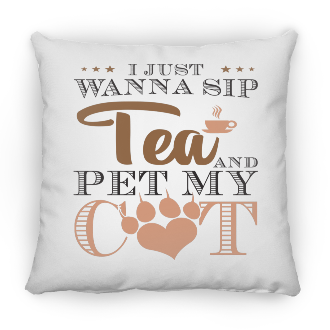 Tea and Cat - Medium Square Pillow