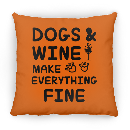 Dogs & Wine - Large Square Pillow