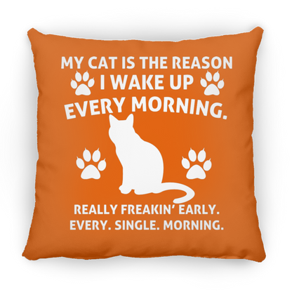 Wake Up Early Cat Medium Square Pillow