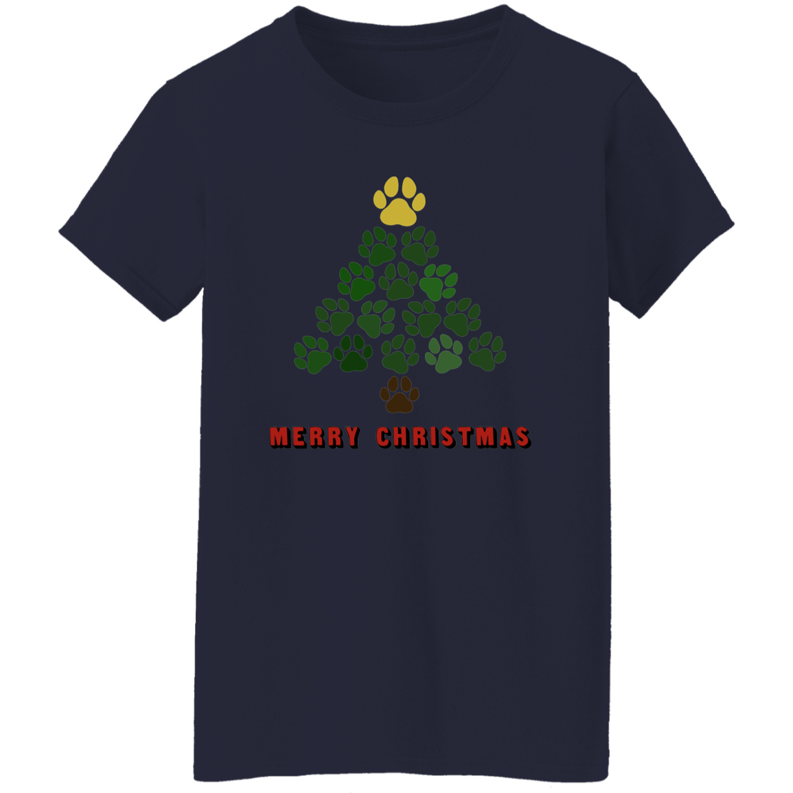 Christmas Tree Paws - Ladies T-Shirt