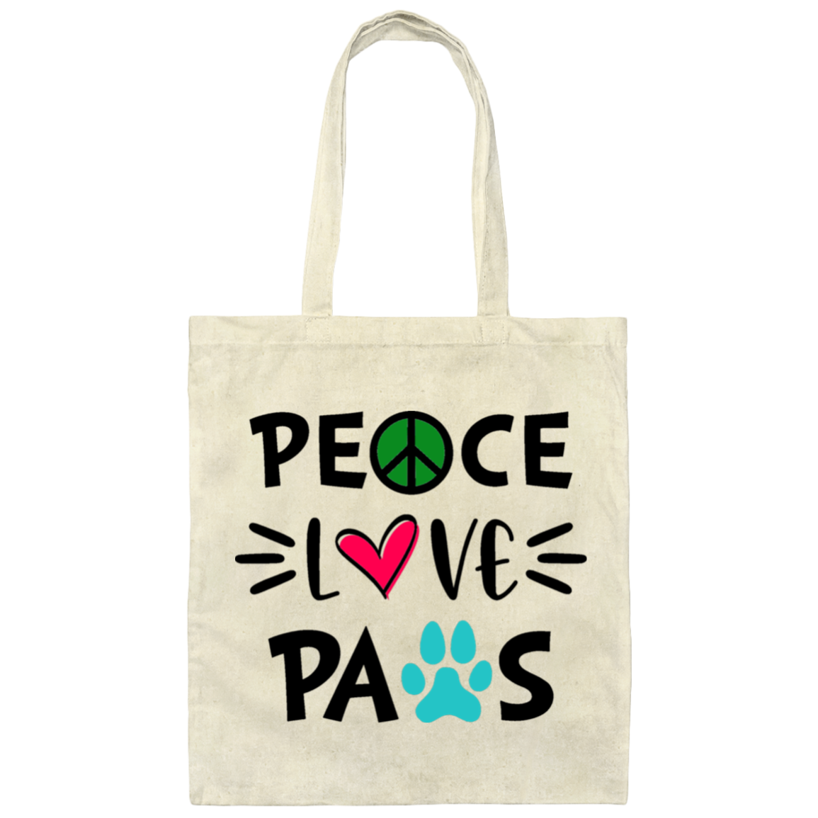 Peace Love Paws - Canvas Tote Bag
