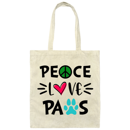 Peace Love Paws - Canvas Tote Bag