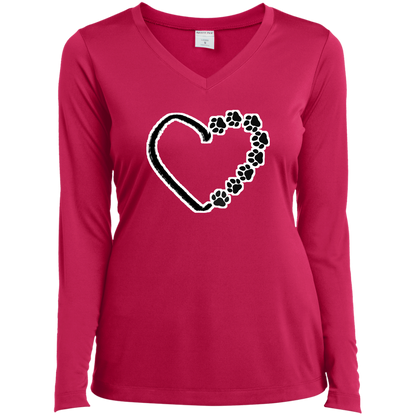 Heart Paws  - Ladies Long Sleeve V-Neck