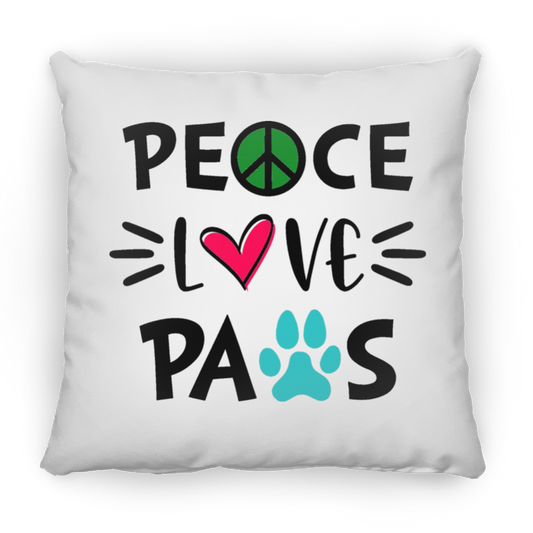 Peace Love Paws - Medium Square Pillow