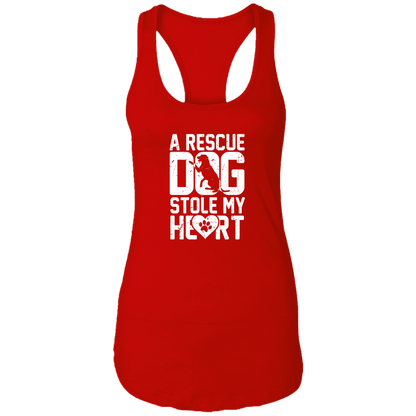 A Rescue Dog Stole My Heart - Ladies Racer Back Tank.