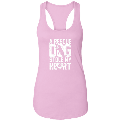 A Rescue Dog Stole My Heart - Ladies Racer Back Tank.