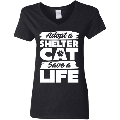 Adopt A Shelter Cat - Ladies V Neck.