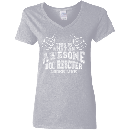 Awesome Dog Rescuer - Ladies V Neck.