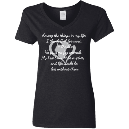 Among The Things In Life God - Ladies V Neck.