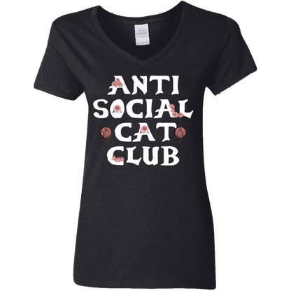 Anti Social Cat Club - Ladies V Neck.