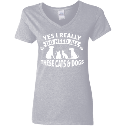 All These Cats And Dogs - Ladies V Neck.