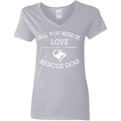 Love And A Rescue Dog - Ladies V Neck.