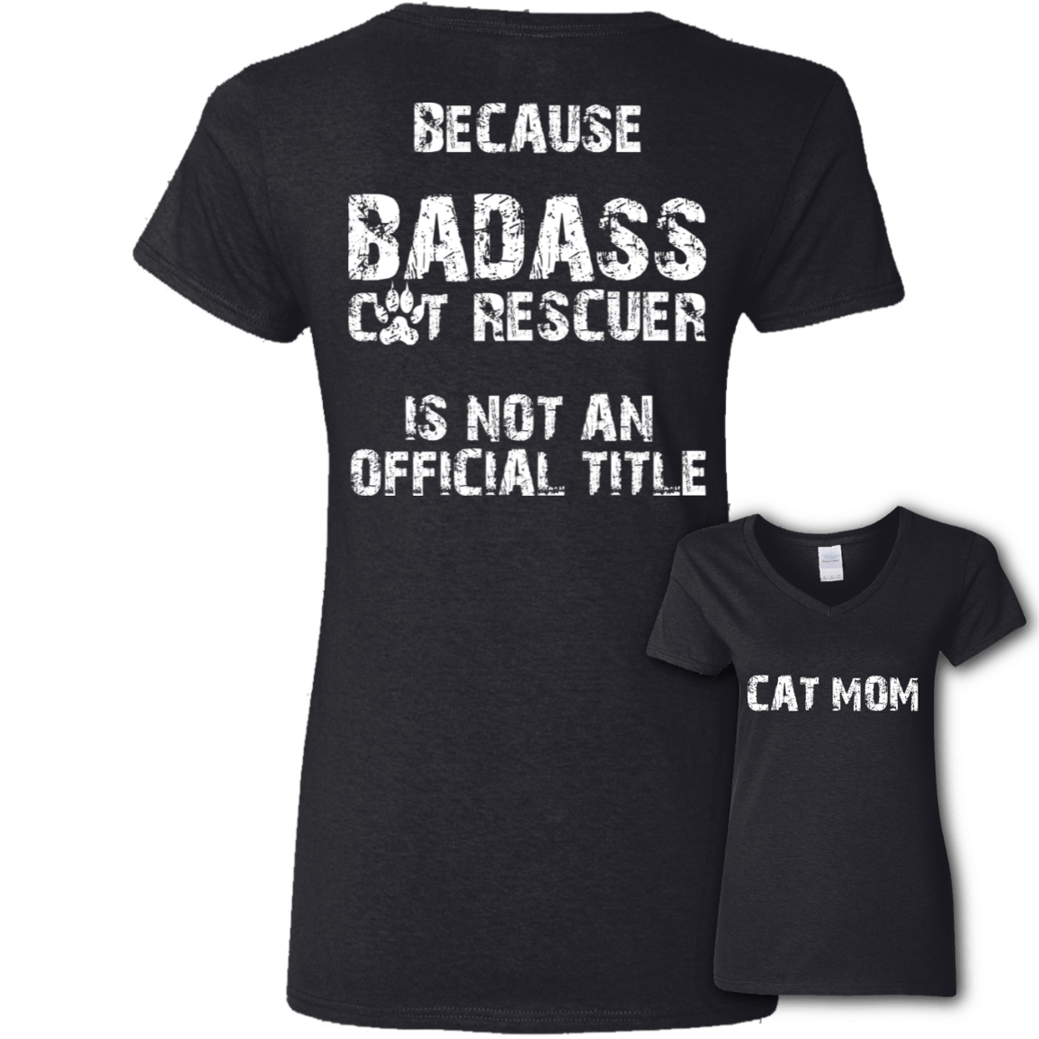Bad*ss Cat Rescuer - Ladies V Neck.