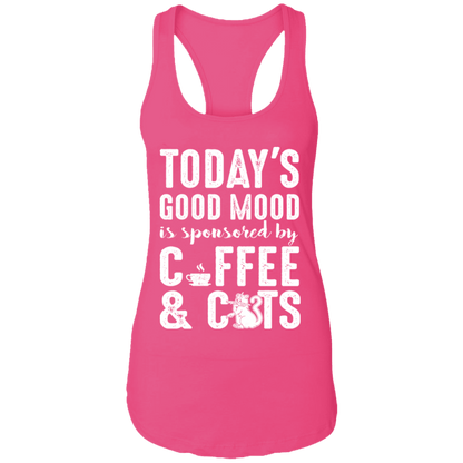 Today's Good Mood Coffee & Cats - Ladies Racer Back Tank.