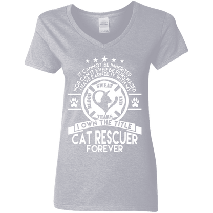 Cat Rescuer Forever - Ladies V Neck.