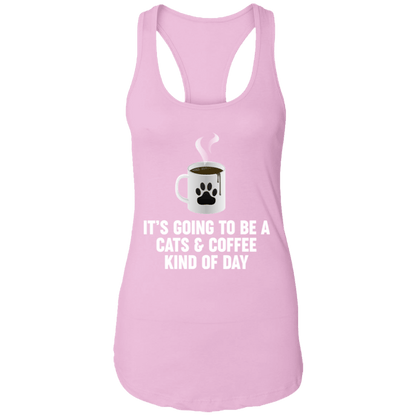 Cats And Coffee - Ladies Racer Back Tank.