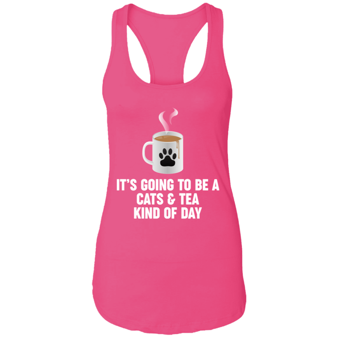 Cats And Tea - Ladies Racer Back Tank.
