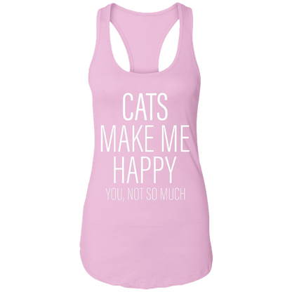 Cats Make Me Happy - Ladies Racer Back Tank.
