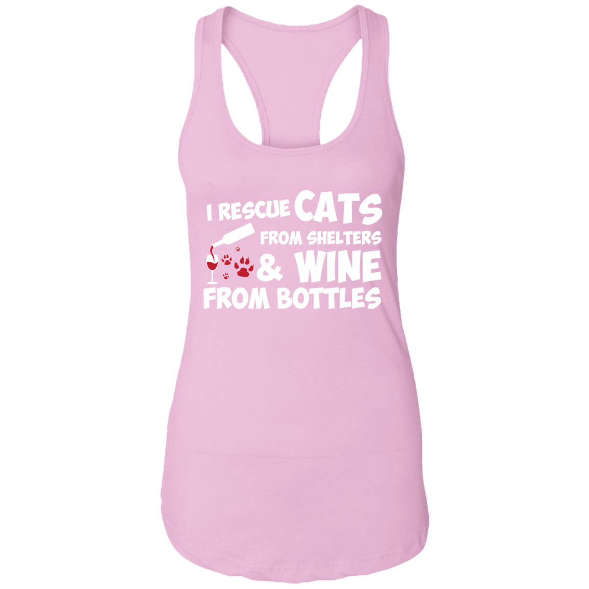 I Rescue Cats And Wine - Ladies Racer Back Tank.
