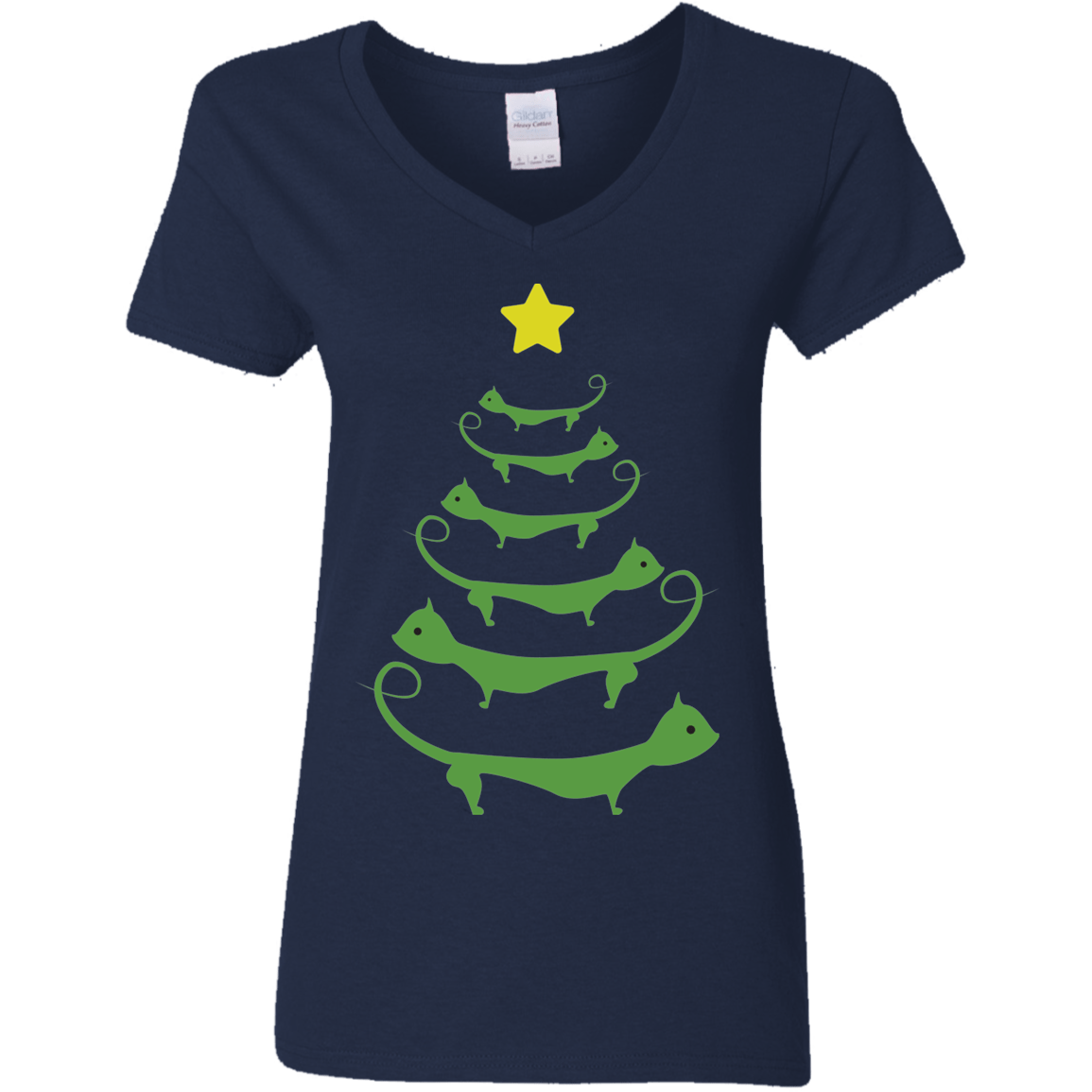 Cat Christmas Tree - Ladies V Neck.