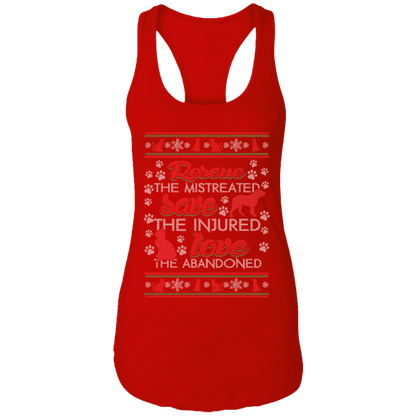 Christmas Rescue Save Love - Ladies Racer Back Tank.