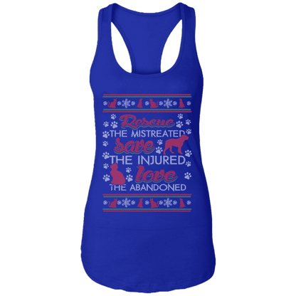Christmas Rescue Save Love - Ladies Racer Back Tank.