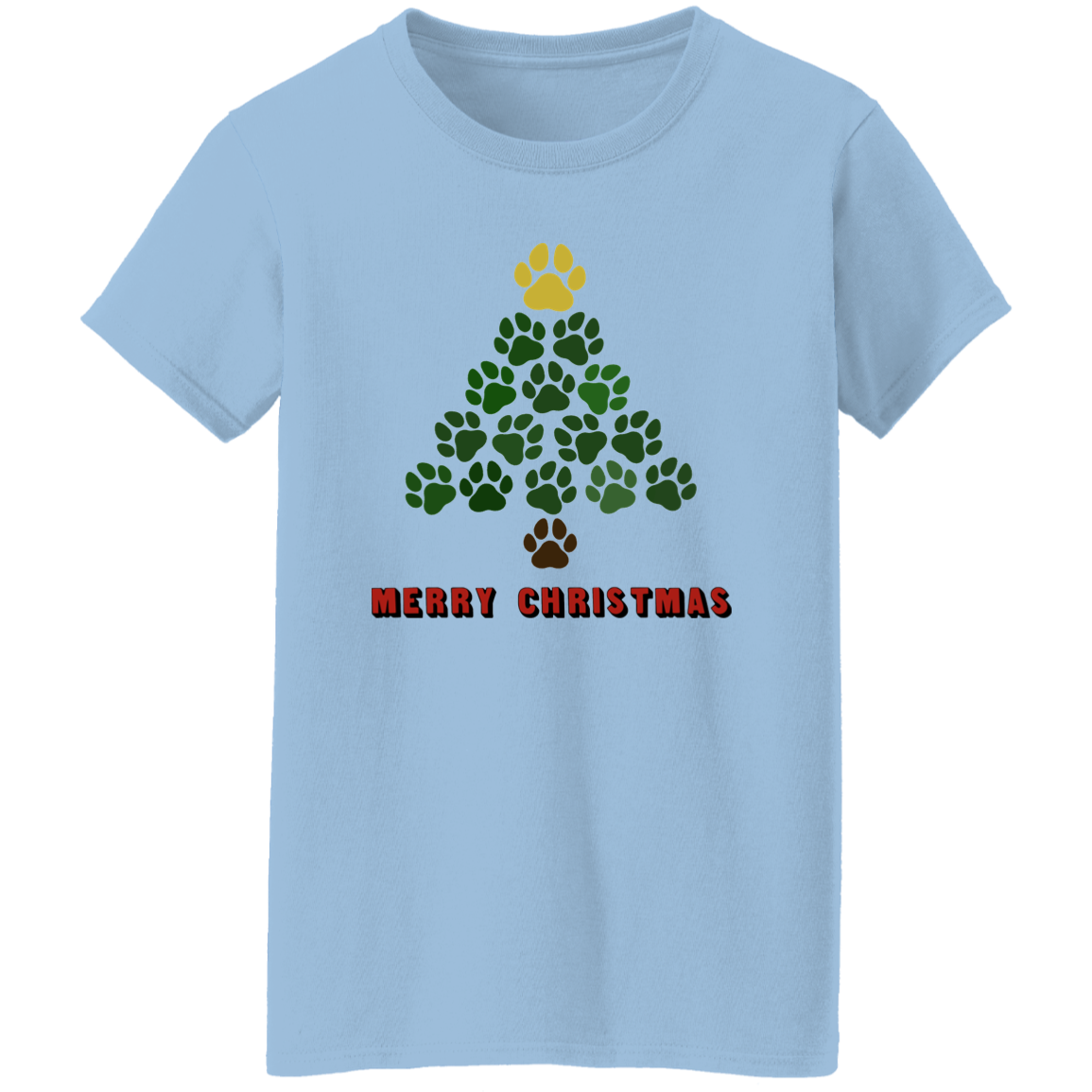 Christmas Tree Paws - Ladies T-Shirt Rescuers Club