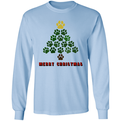Christmas Tree Paws - Long Sleeve T-Shirt Rescuers Club