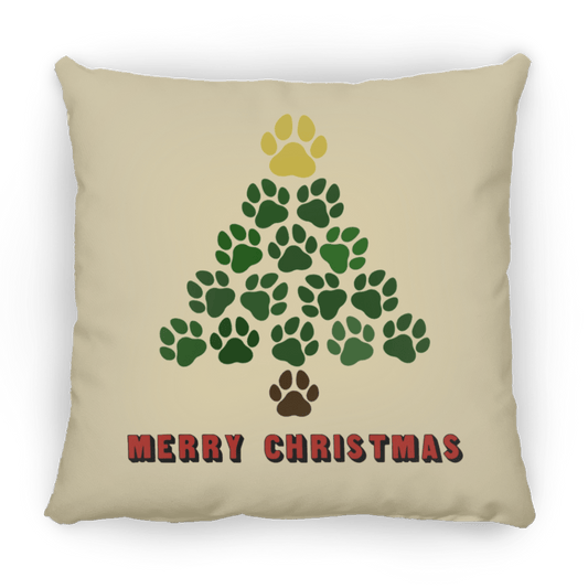 Christmas Tree Paws - Medium Square Pillow Rescuers Club