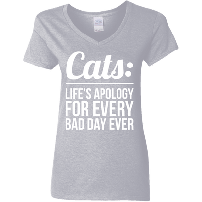 Cats Life's Apology - Ladies V Neck.