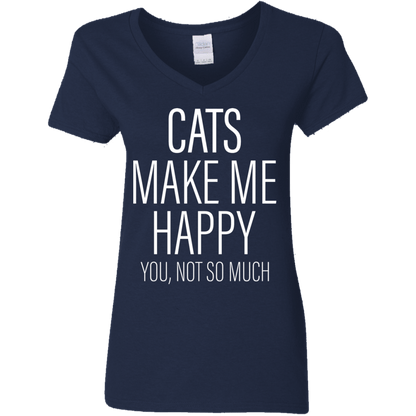 Cats Make Me Happy - Ladies V Neck.