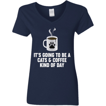 Cats And Coffee - Ladies V Neck.