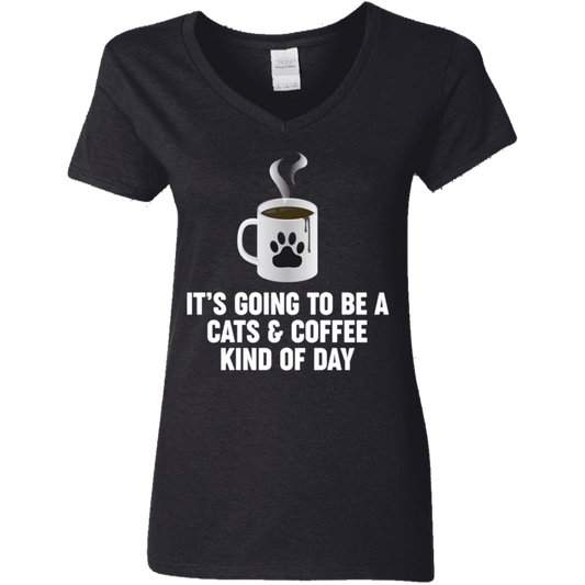 Cats And Coffee - Ladies V Neck.