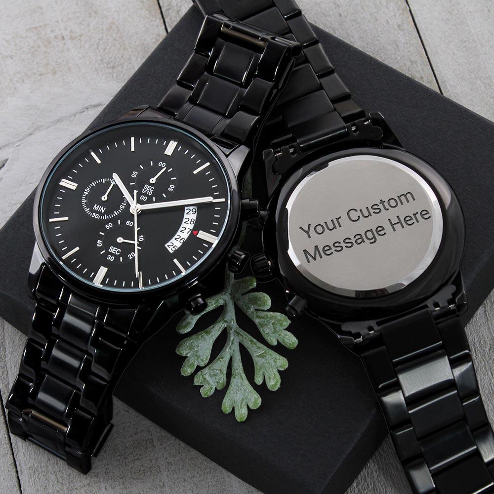 Customized Black Chronograph Watch.