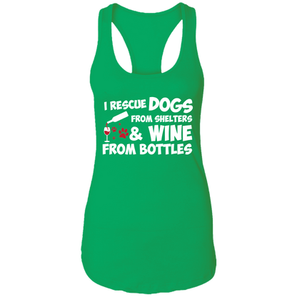 I Rescue Dogs and Wine - Ladies Racer Back Tank.