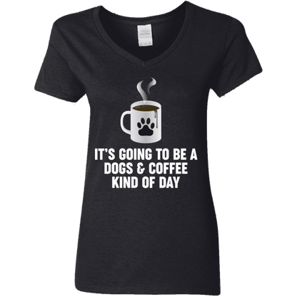 Dogs And Coffee - Ladies V Neck.