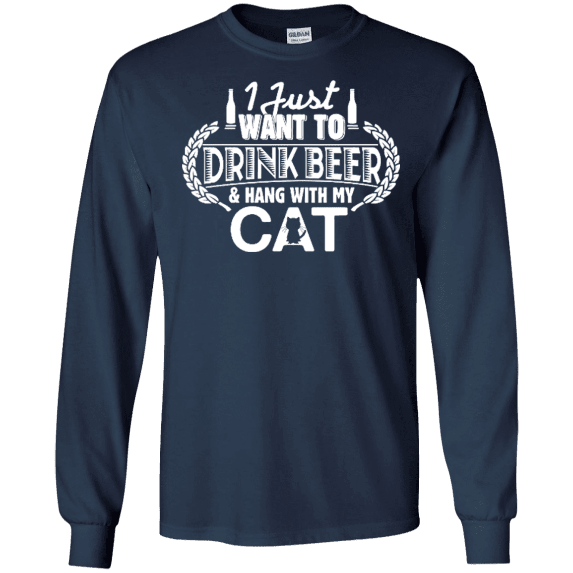 Drink Beer Hang With My Cat - Long Sleeve T Shirt.