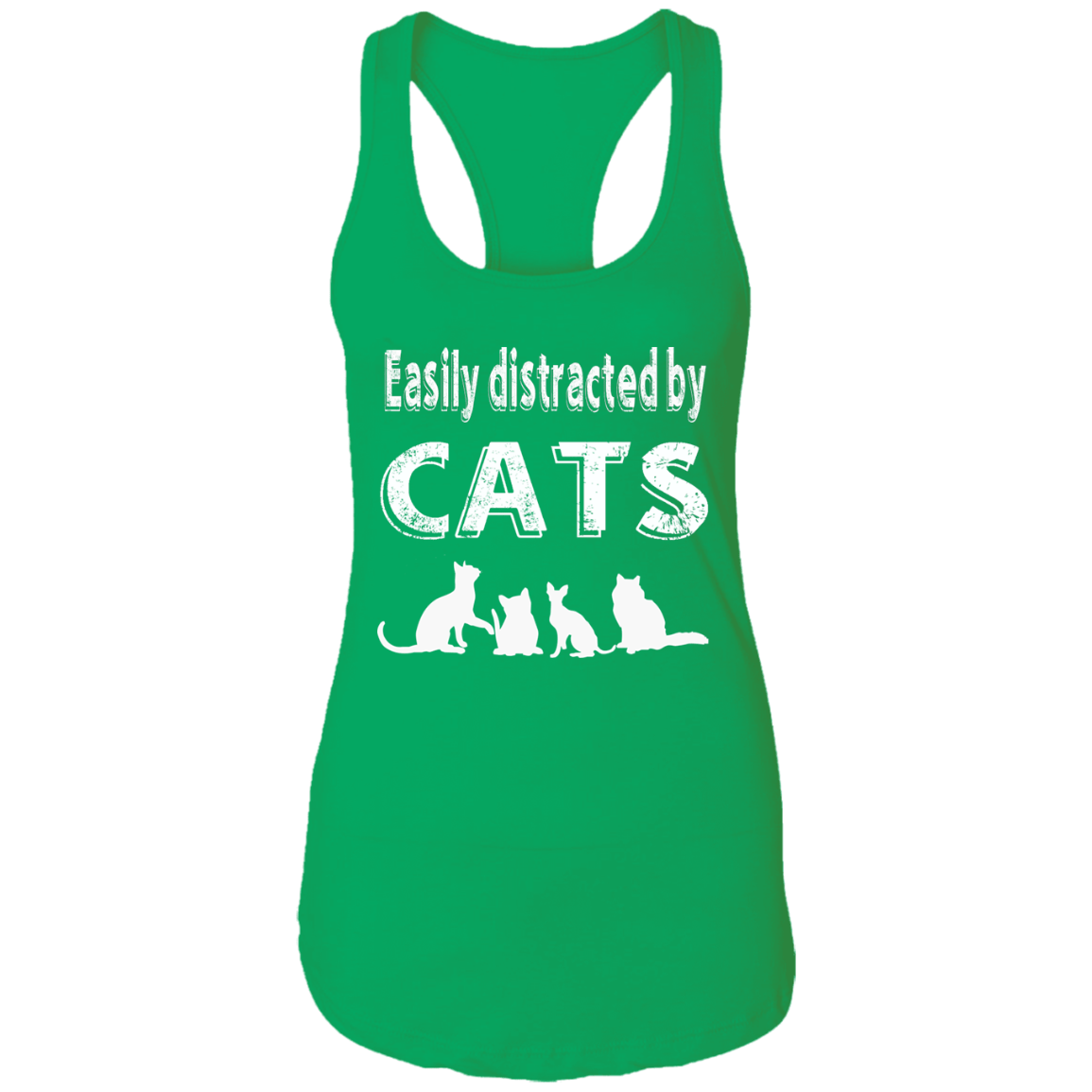 Easily Distracted By Cats - Ladies Racer Back Tank Rescuers Club