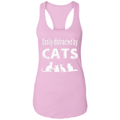 Easily Distracted By Cats - Ladies Racer Back Tank Rescuers Club