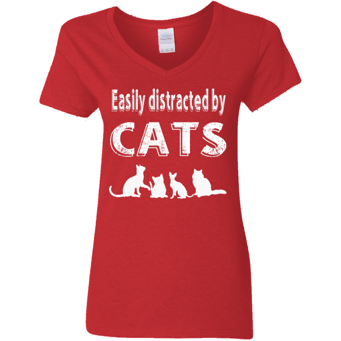 Easily Distracted By Cats - Ladies V Neck.