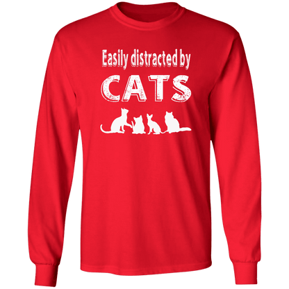 Easily Distracted By Cats - Long Sleeve T Shirt Rescuers Club