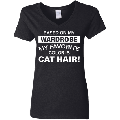Favorite Color Cat Hair - Ladies V Neck.