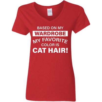Favorite Color Cat Hair - Ladies V Neck.