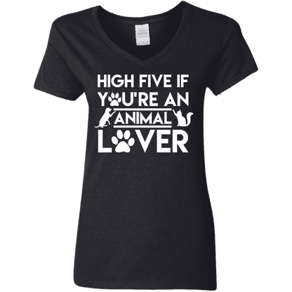 High Five If You're An Animal Lover - Ladies V Neck.