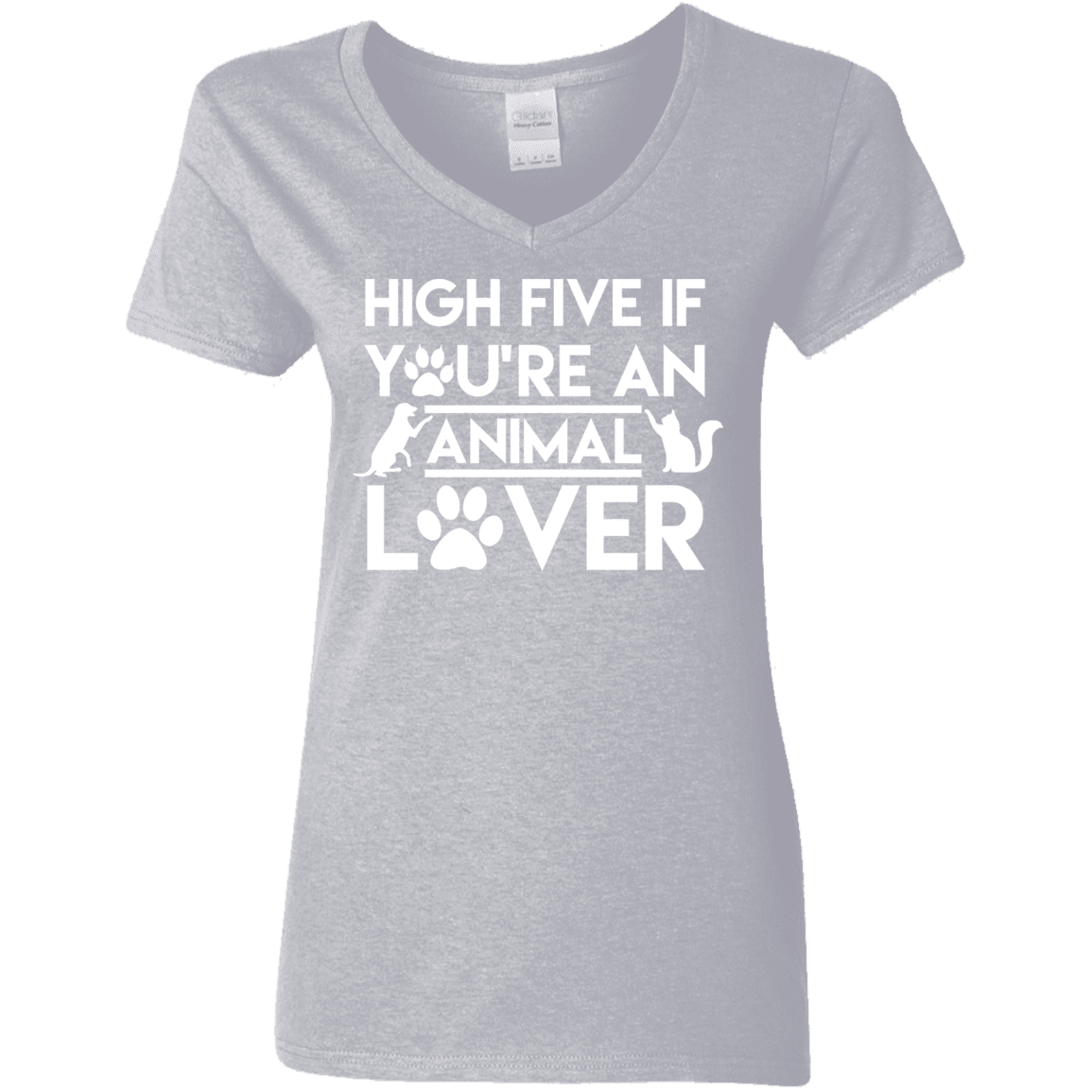 High Five If You're An Animal Lover - Ladies V Neck.
