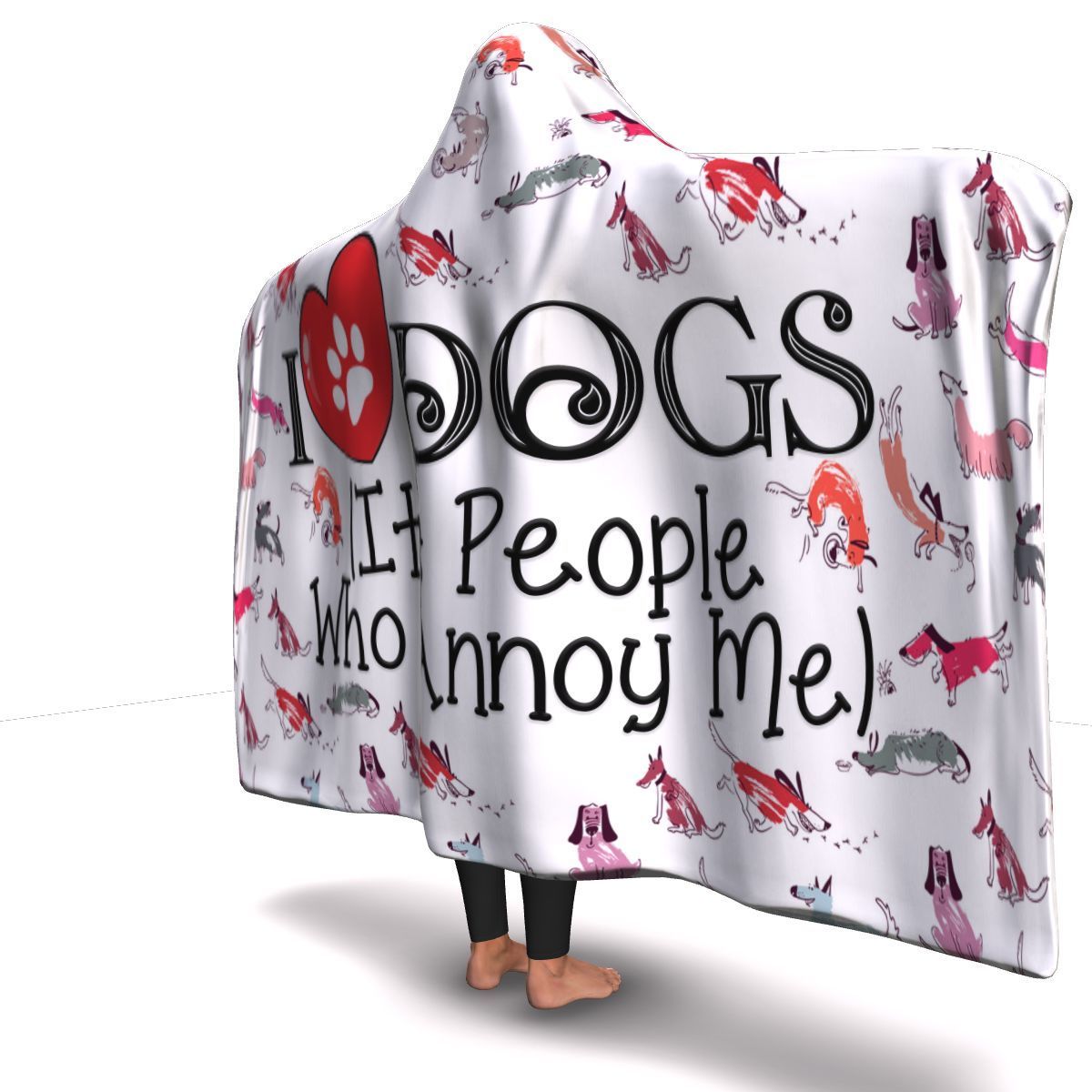 I Love Dogs - Hooded Blanket.