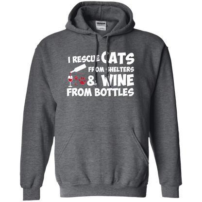 I Rescue Cats And Wine - Hoodie.
