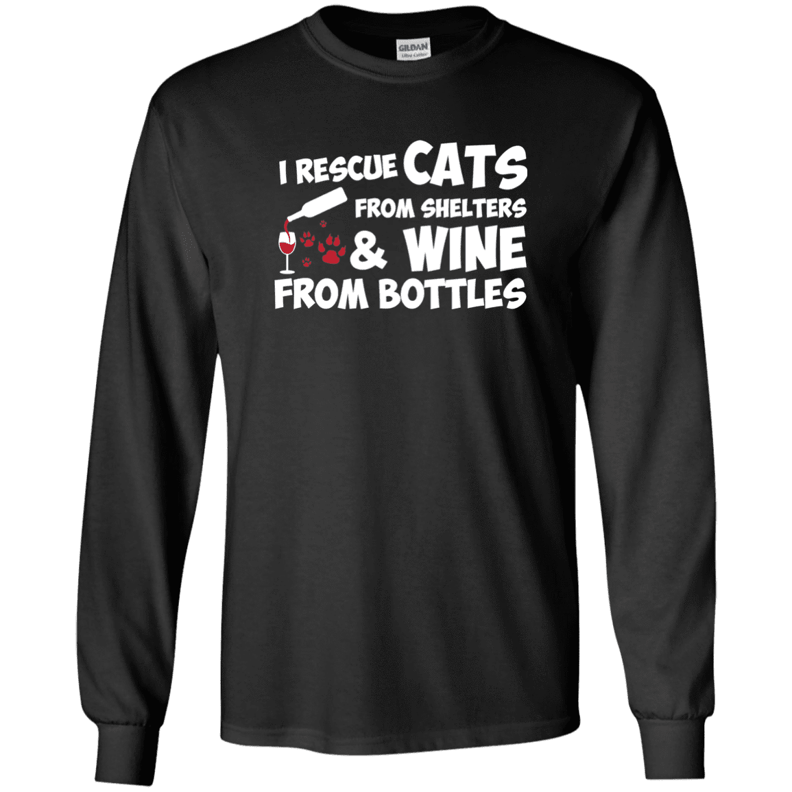 I Rescue Cats And Wine - Long Sleeve T Shirt.