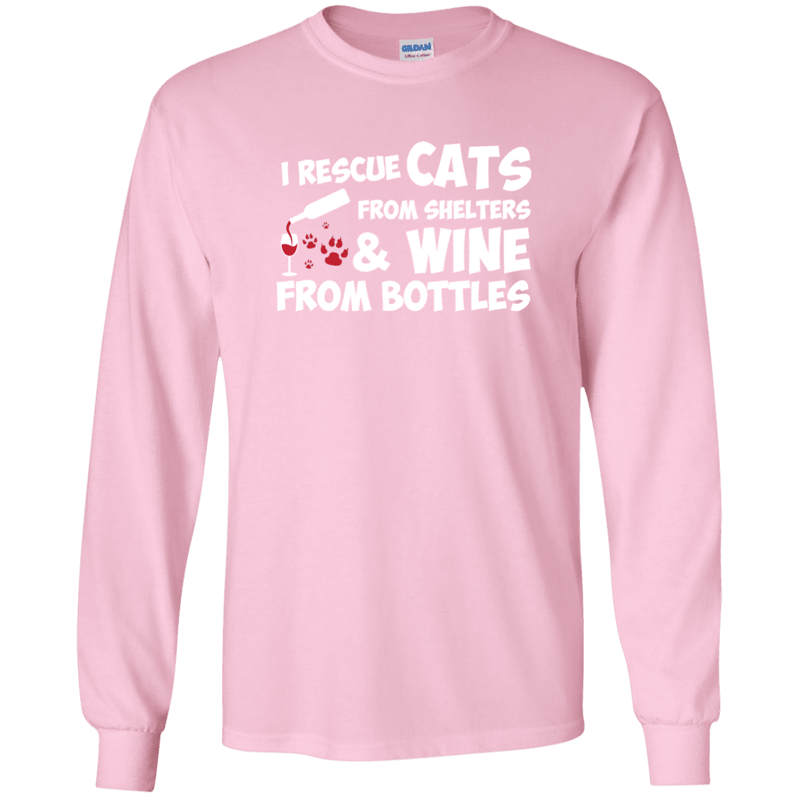I Rescue Cats And Wine - Long Sleeve T Shirt.